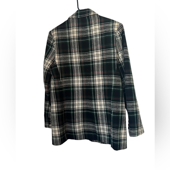 Vintage Wool Blend Tartan Blazer Green, Red, White 12 - Picture 2 of 5